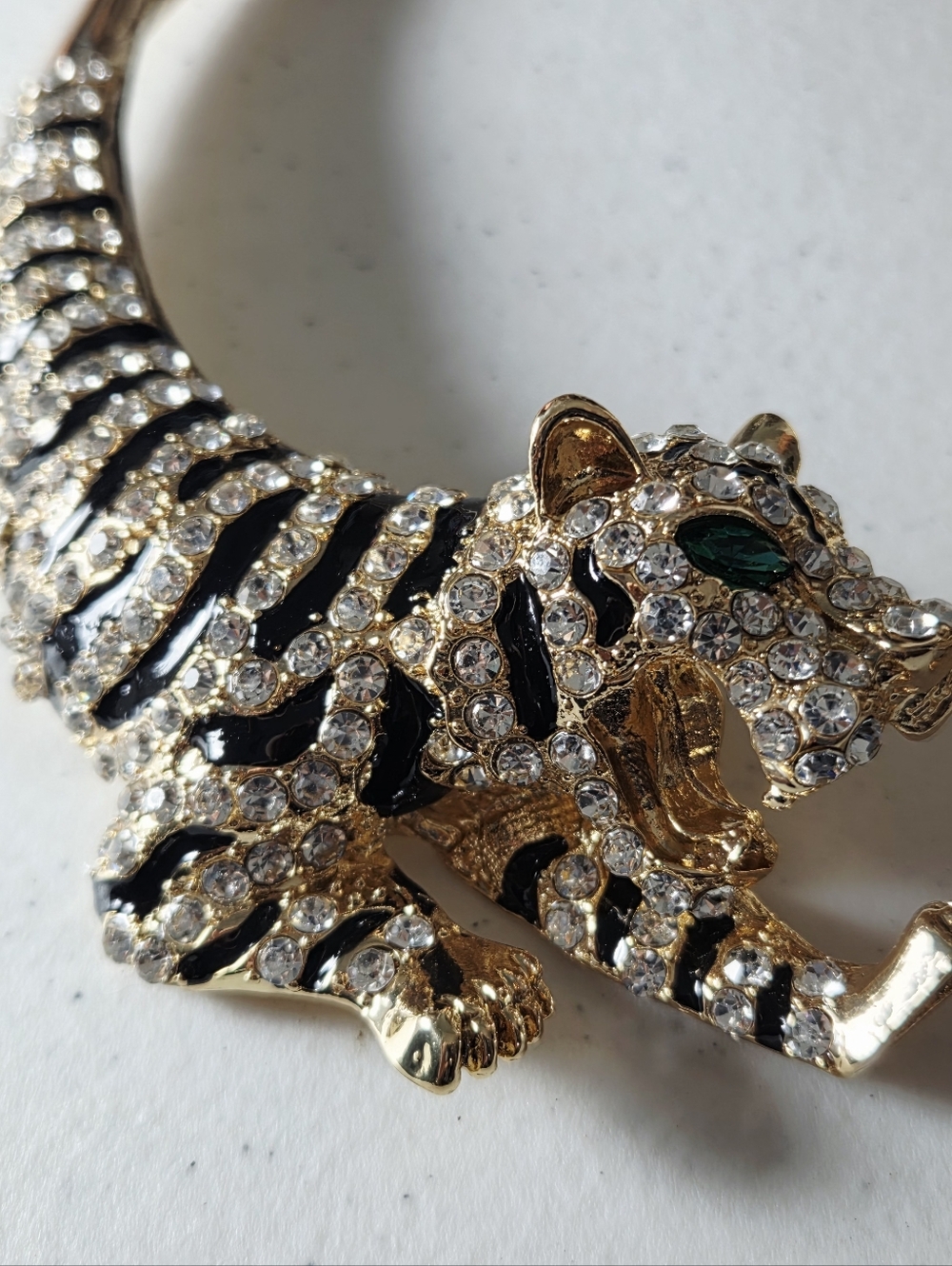 NWT Natasha TWO Tiger Necklace Choker. Green Eyes. - Picture 6 of 7